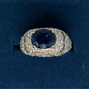 Sapphire with Diamond Accents 925 Sterling Silver